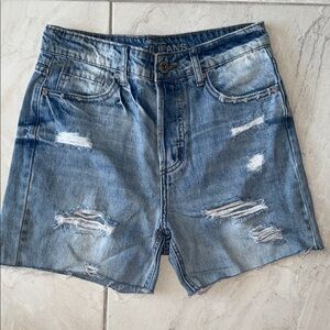 GOGO Faded Blue Ripped Jean Shorts
